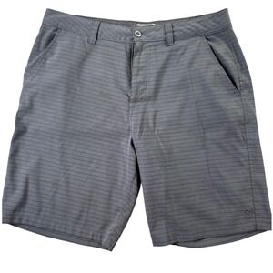 Hang Ten Mens Hybrid Walk Shorts Grey Pinstripe Size 36 Casual Board Shorts